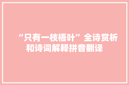 “只有一枝梧叶”全诗赏析和诗词解释拼音翻译
