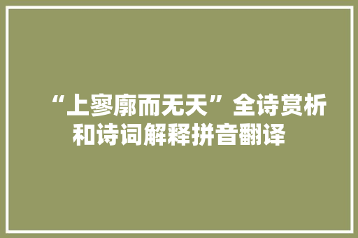 “上寥廓而无天”全诗赏析和诗词解释拼音翻译
