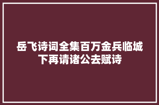 岳飞诗词全集百万金兵临城下再请诸公去赋诗