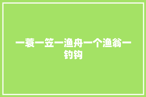 一蓑一笠一渔舟一个渔翁一钓钩