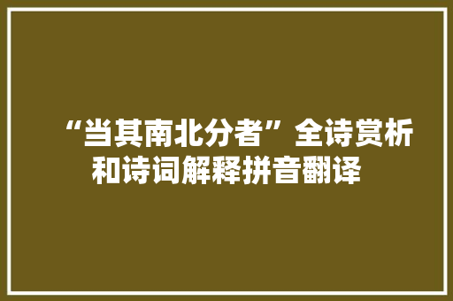 “当其南北分者”全诗赏析和诗词解释拼音翻译