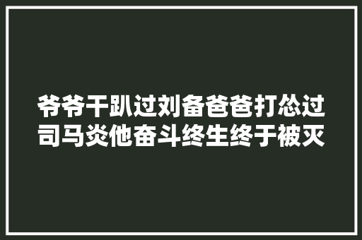爷爷干趴过刘备爸爸打怂过司马炎他奋斗终生终于被灭族
