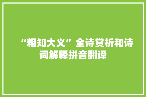 “粗知大义”全诗赏析和诗词解释拼音翻译