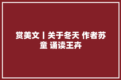 赏美文丨关于冬天 作者苏童 诵读王卉