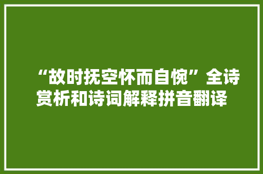 “故时抚空怀而自惋”全诗赏析和诗词解释拼音翻译