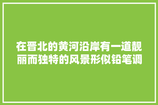 在晋北的黄河沿岸有一道靓丽而独特的风景形似铅笔调节地运