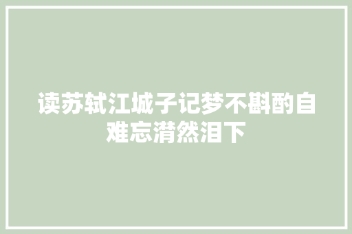 读苏轼江城子记梦不斟酌自难忘潸然泪下