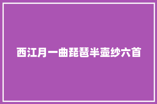 西江月一曲琵琶半壶纱六首