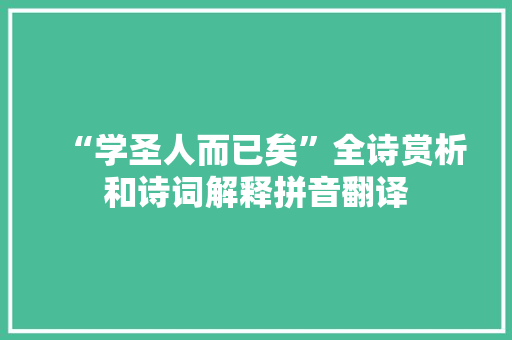 “学圣人而已矣”全诗赏析和诗词解释拼音翻译