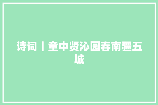 诗词丨童中贤沁园春南疆五城