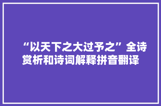 “以天下之大过予之”全诗赏析和诗词解释拼音翻译