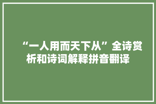 “一人用而天下从”全诗赏析和诗词解释拼音翻译