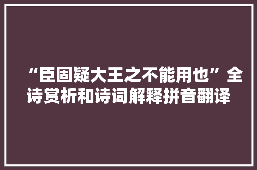 “臣固疑大王之不能用也”全诗赏析和诗词解释拼音翻译