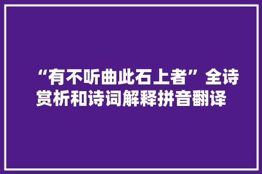 “有不听曲此石上者”全诗赏析和诗词解释拼音翻译