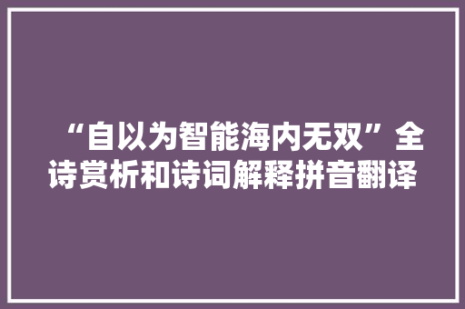 “自以为智能海内无双”全诗赏析和诗词解释拼音翻译