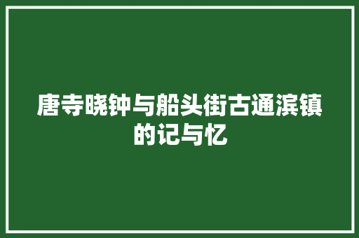 唐寺晓钟与船头街古通滨镇的记与忆