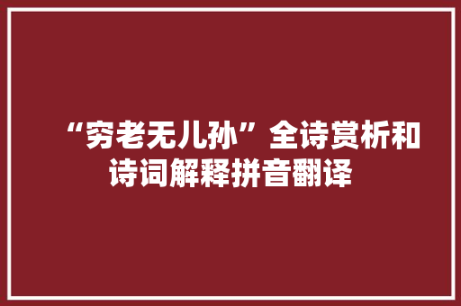 “穷老无儿孙”全诗赏析和诗词解释拼音翻译
