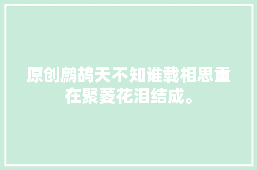 原创鹧鸪天不知谁载相思重在聚菱花泪结成。