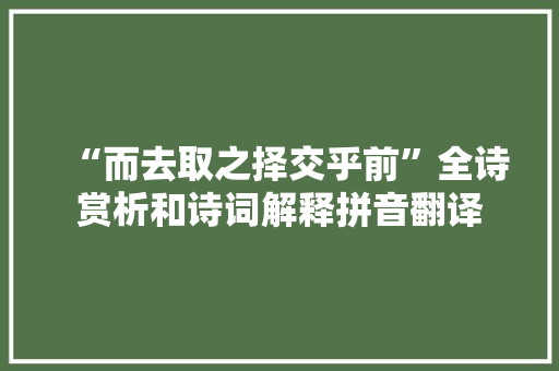 “而去取之择交乎前”全诗赏析和诗词解释拼音翻译