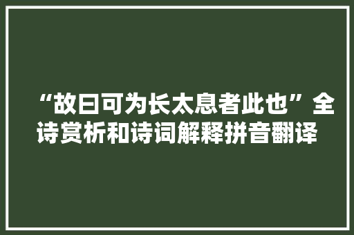 “故曰可为长太息者此也”全诗赏析和诗词解释拼音翻译
