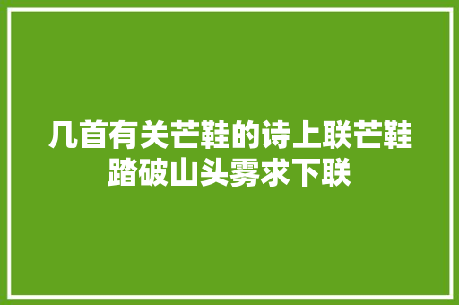 几首有关芒鞋的诗上联芒鞋踏破山头雾求下联