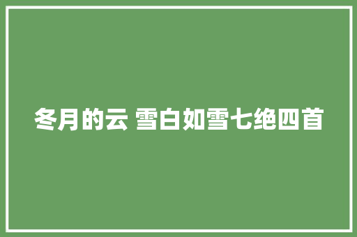 冬月的云 雪白如雪七绝四首