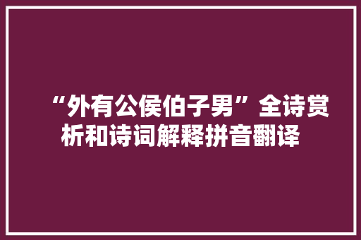 “外有公侯伯子男”全诗赏析和诗词解释拼音翻译