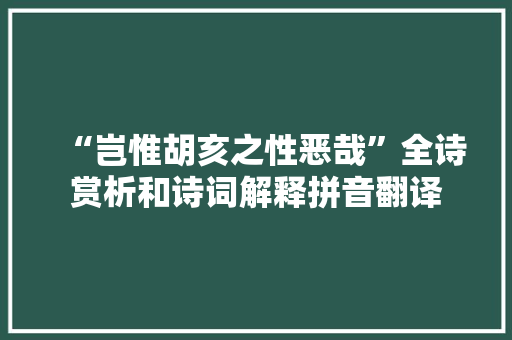 “岂惟胡亥之性恶哉”全诗赏析和诗词解释拼音翻译