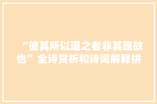 “彼其所以道之者非其理故也”全诗赏析和诗词解释拼音翻译