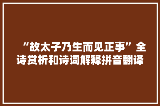 “故太子乃生而见正事”全诗赏析和诗词解释拼音翻译