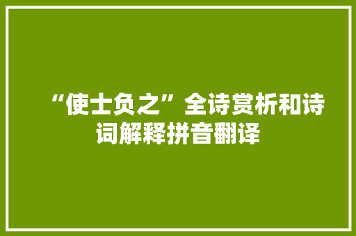 “使士负之”全诗赏析和诗词解释拼音翻译