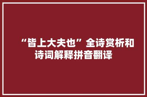“皆上大夫也”全诗赏析和诗词解释拼音翻译