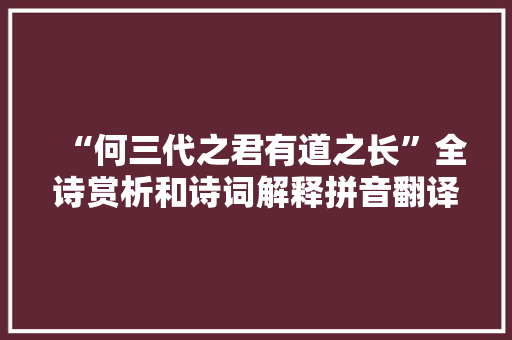 “何三代之君有道之长”全诗赏析和诗词解释拼音翻译