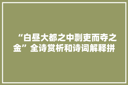 “白昼大都之中剽吏而夺之金”全诗赏析和诗词解释拼音翻译