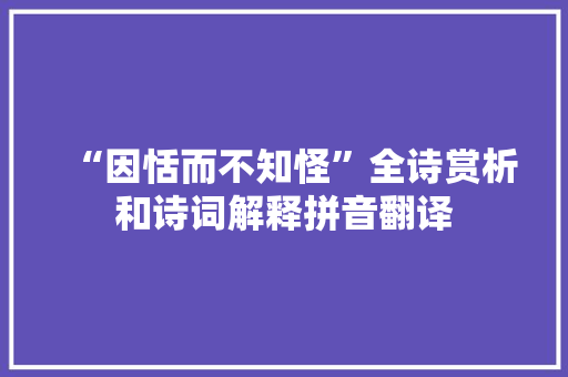 “因恬而不知怪”全诗赏析和诗词解释拼音翻译