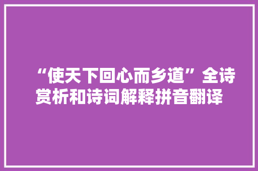“使天下回心而乡道”全诗赏析和诗词解释拼音翻译