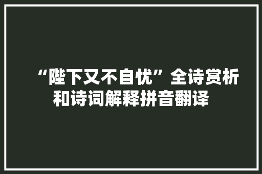“陛下又不自忧”全诗赏析和诗词解释拼音翻译