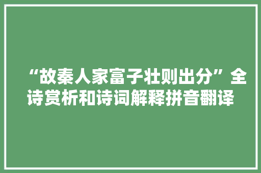 “故秦人家富子壮则出分”全诗赏析和诗词解释拼音翻译