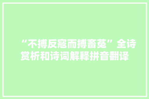 “不搏反寇而搏畜菟”全诗赏析和诗词解释拼音翻译