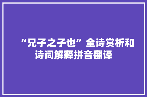 “兄子之子也”全诗赏析和诗词解释拼音翻译