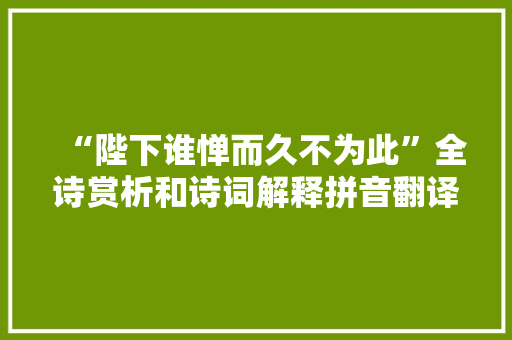 “陛下谁惮而久不为此”全诗赏析和诗词解释拼音翻译