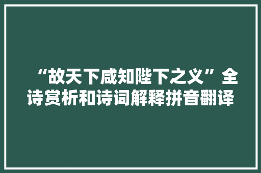 “故天下咸知陛下之义”全诗赏析和诗词解释拼音翻译