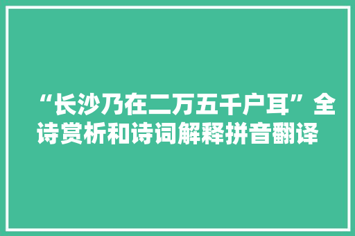 “长沙乃在二万五千户耳”全诗赏析和诗词解释拼音翻译