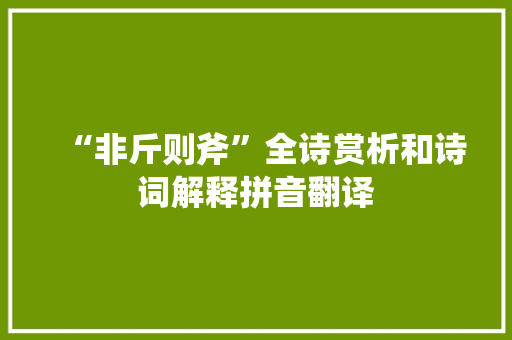 “非斤则斧”全诗赏析和诗词解释拼音翻译