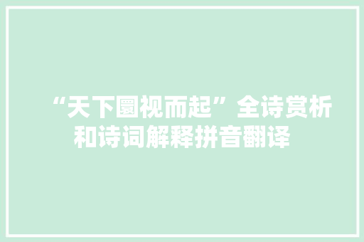 “天下圜视而起”全诗赏析和诗词解释拼音翻译