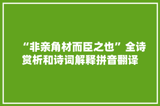 “非亲角材而臣之也”全诗赏析和诗词解释拼音翻译