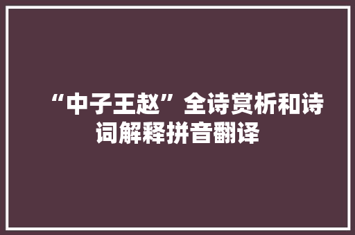 “中子王赵”全诗赏析和诗词解释拼音翻译