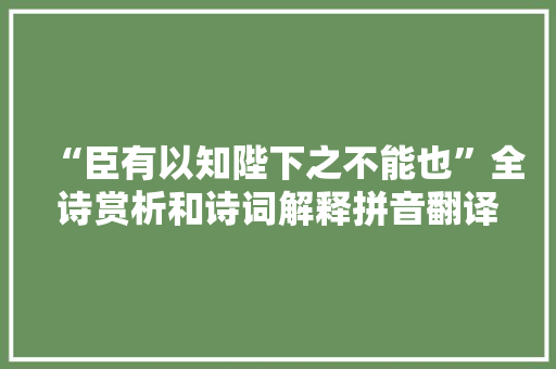 “臣有以知陛下之不能也”全诗赏析和诗词解释拼音翻译