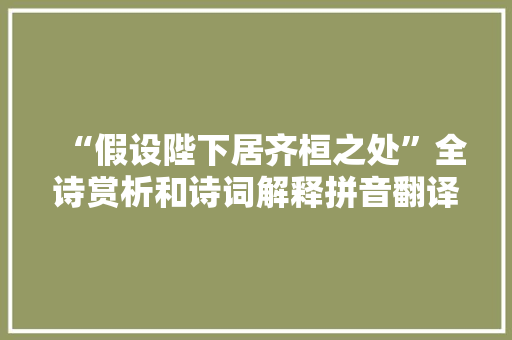 “假设陛下居齐桓之处”全诗赏析和诗词解释拼音翻译