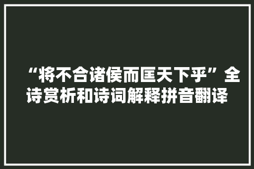 “将不合诸侯而匡天下乎”全诗赏析和诗词解释拼音翻译